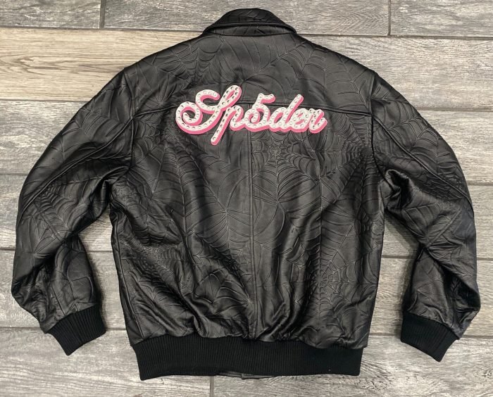 SP5DER WORLDWIDE WEB LEATHER JACKET IN BLK “HUNTER NYC POPUP …